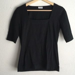 Akris Black Short Sleeve Square Neck Top